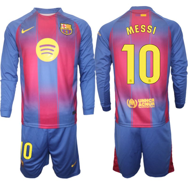 Men 2025-2026 Club Barcelona home blue Long sleeves #10 Soccer Jersey4